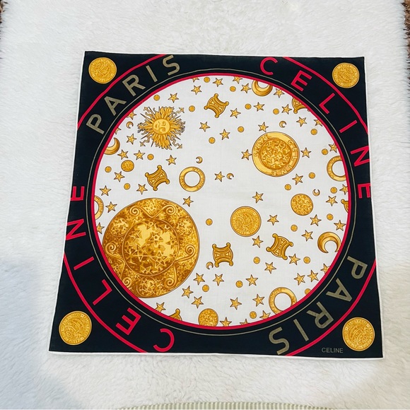 CELINE Paris Square Multicolor Bandanna/Scarf Size 21” x 21”. - Picture 6 of 12